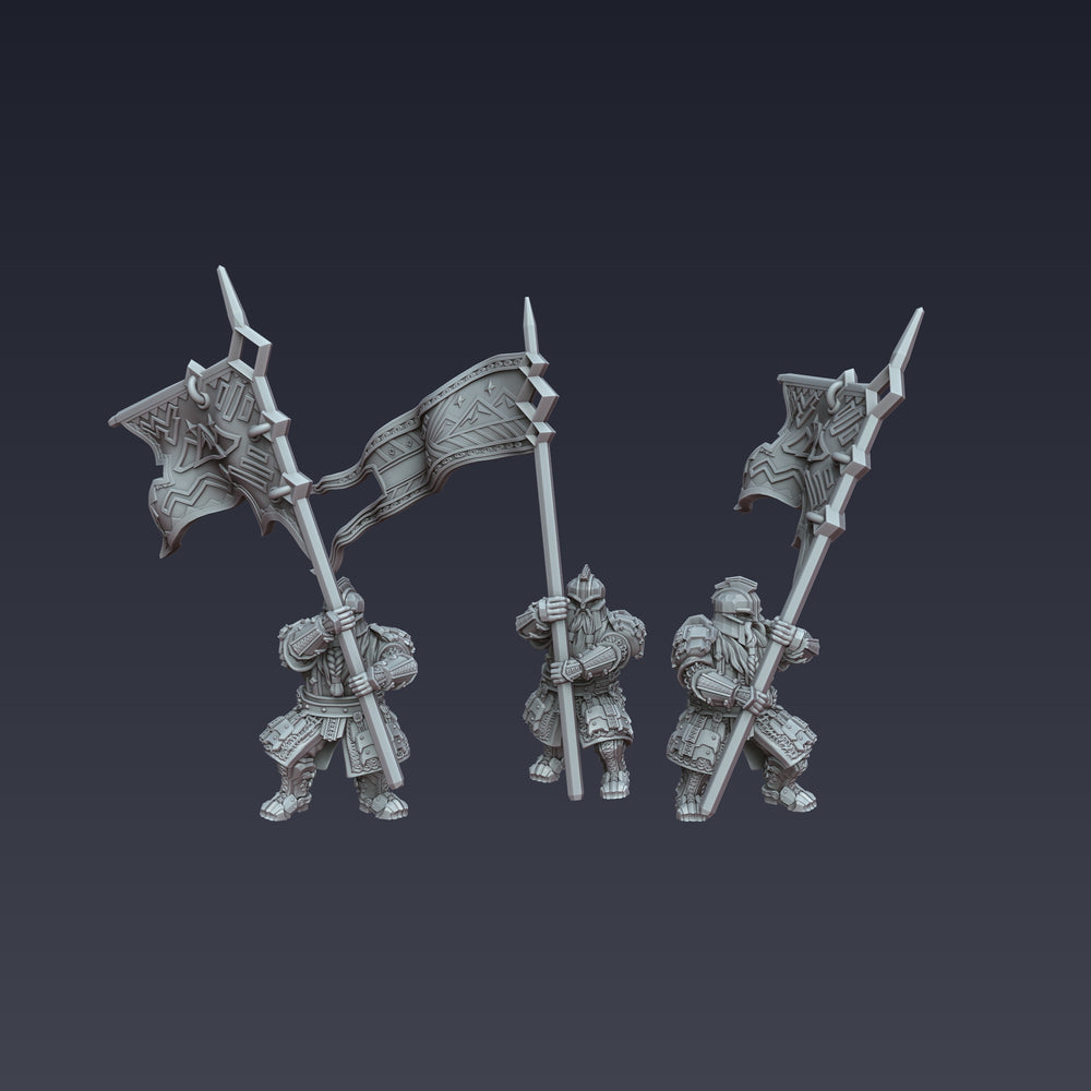 Iron Blooded Dwarf Banner Pack | 25mm Fantasy Wargaming Miniatures