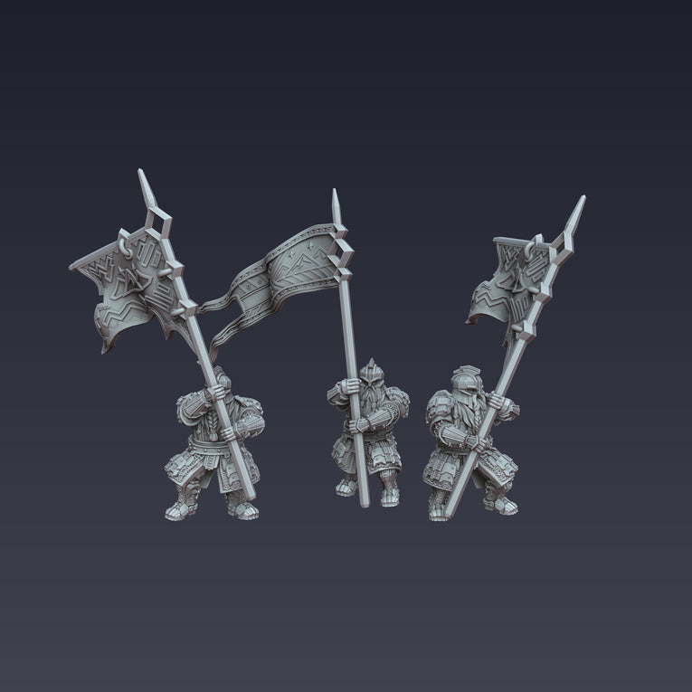 Iron Blooded Dwarf Banner Pack | 25mm Fantasy Wargaming Miniatures