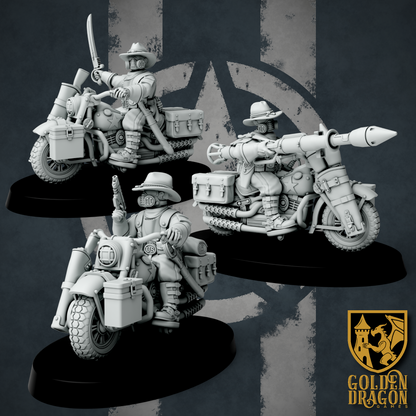 United States of America Cavalry Bikers | Golden Dragon Games Weird WW2 Role Playing Miniatures