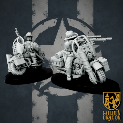 United States of America Cavalry Bikers | Golden Dragon Games Weird WW2 Role Playing Miniatures