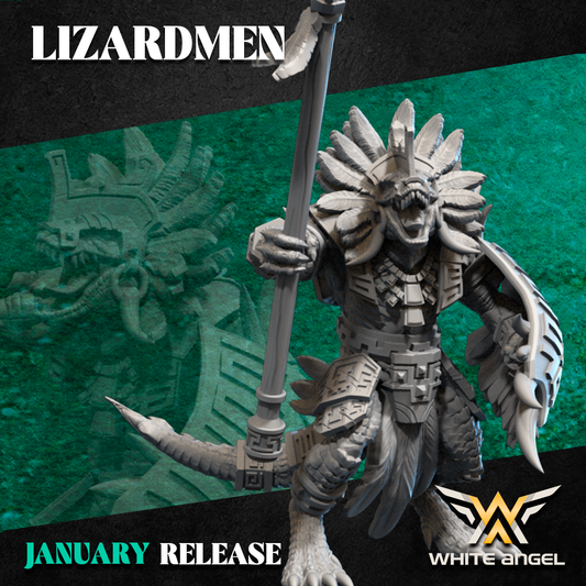 Lizardmen Commander | White Angel 28/32mm Fantasy Wargaming Miniatures