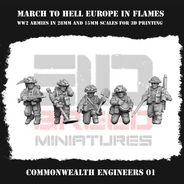 WW2 COMMONWEALTH ENGINEERS | 3DBreed 15mm Wargaming Miniatures