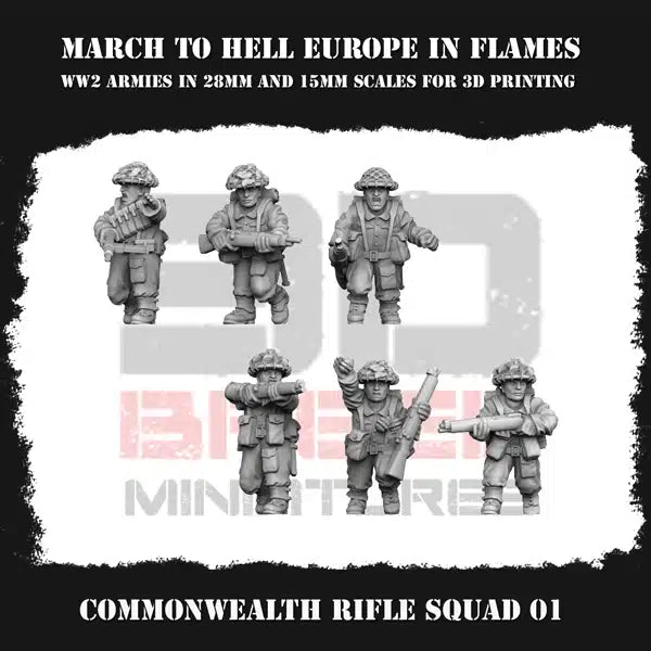 WW2 COMMONWEALTH RIFLE SQUAD 01 | 3DBreed 15mm Wargaming Miniatures