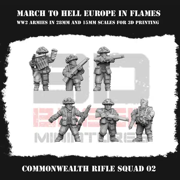 WW2 COMMONWEALTH RIFLE SQUAD 02 | 3DBreed 15mm Wargaming Miniatures