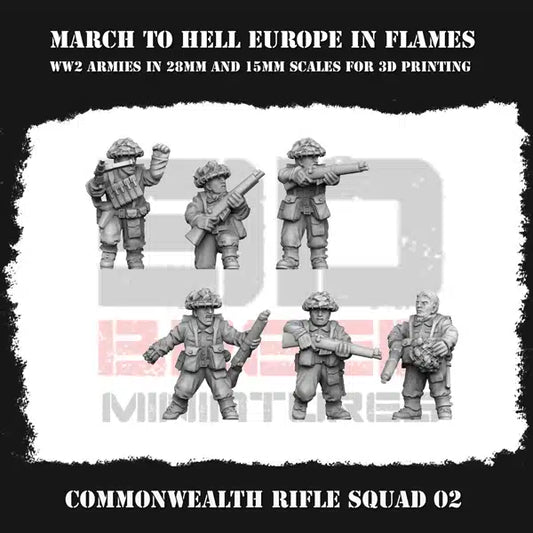 WW2 COMMONWEALTH RIFLE SQUAD 02 | 3DBreed 15mm Wargaming Miniatures