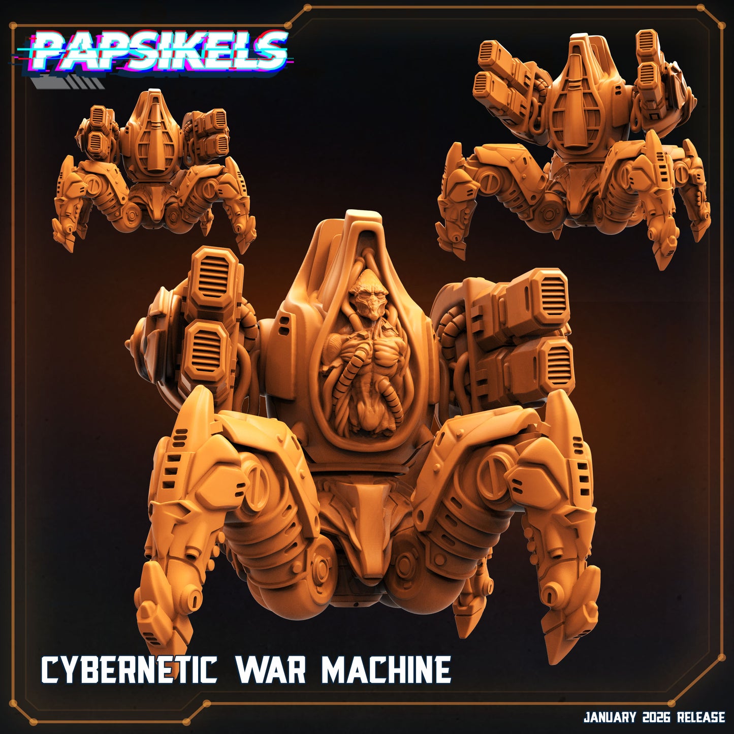 Sapients Cybernetic War Machine | Papsikels 32mm Sci Fi Miniatures