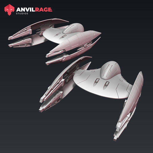 Clanker Starfighter Flying | Anvilrage Galactic SciFi Miniatures 32mm 1/47 Legion Scale Role Playing Miniatures