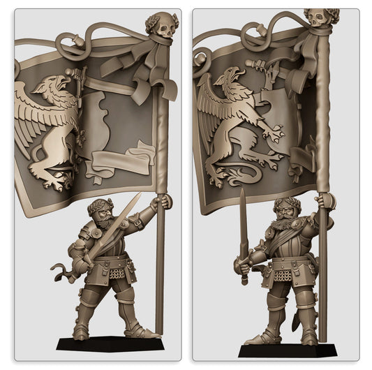 Sunland Battle Standard Bearer on Foot | Highlands Miniatures 28/32mm Fantasy Wargaming Miniatures Role Playing