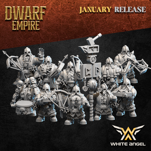 Dwarf Empire Crossbows Unit | White Angel 28/32mm Fantasy Wargaming Miniatures