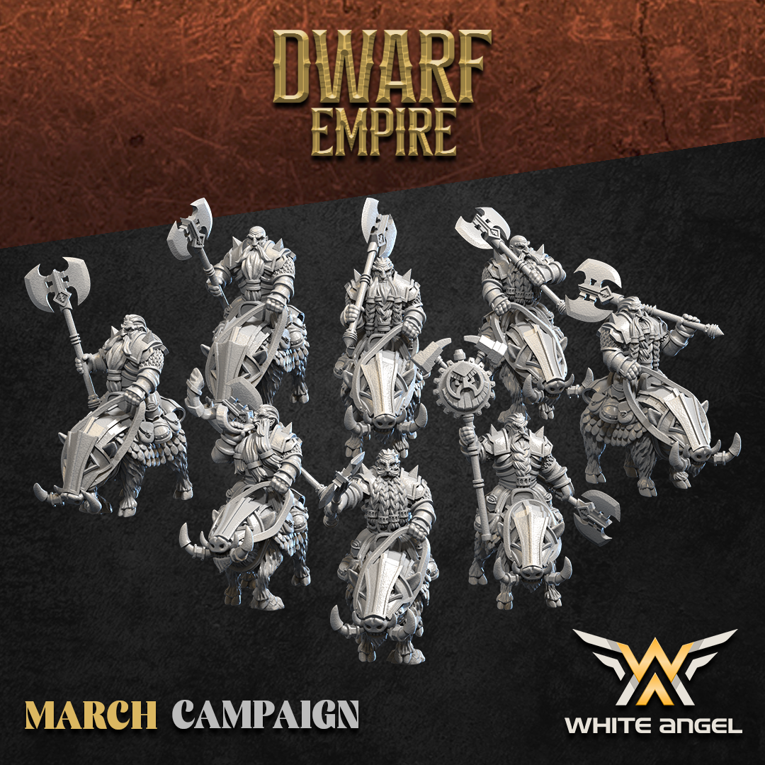 Dwarf Empire Boar Riders | White Angel 28/32mm Fantasy Wargaming Miniatures Role Playing Miniatures