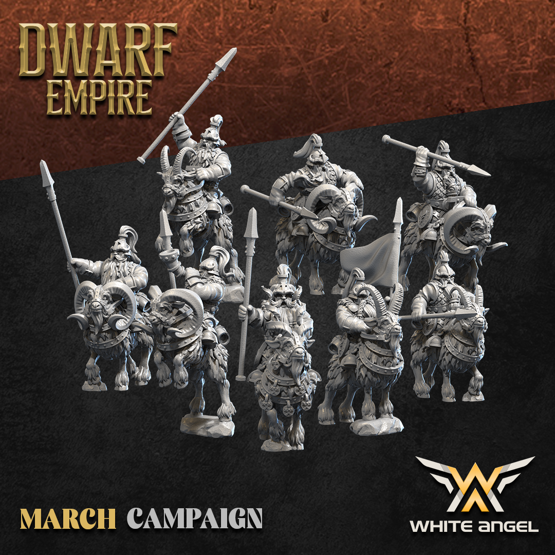 Dwarf Empire Goat Riders | White Angel 28/32mm Fantasy Wargaming Miniatures Role Playing Miniatures