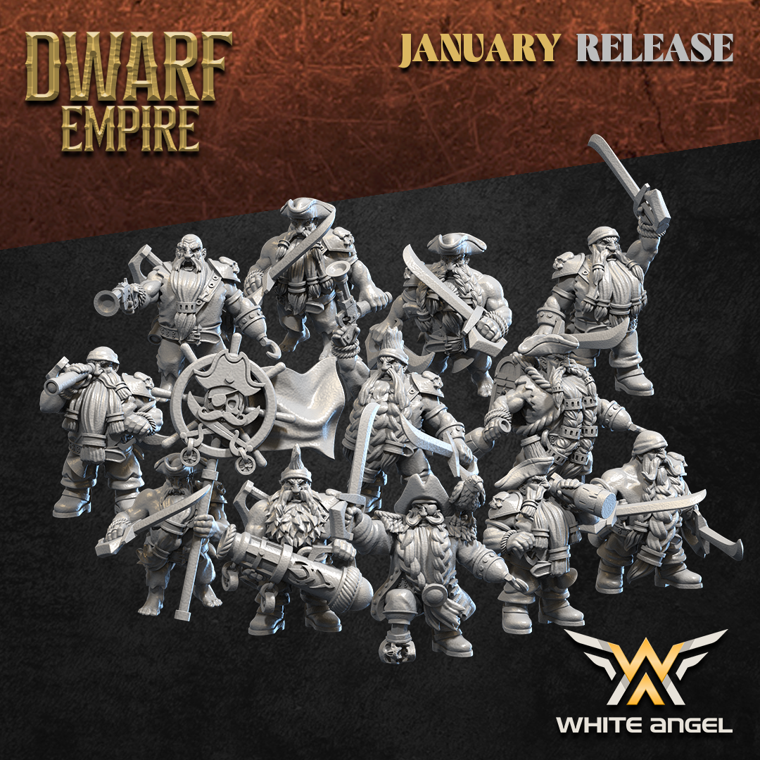 Dwarf Empire Pirate Unit | White Angel 28/32mm Fantasy Wargaming Miniatures