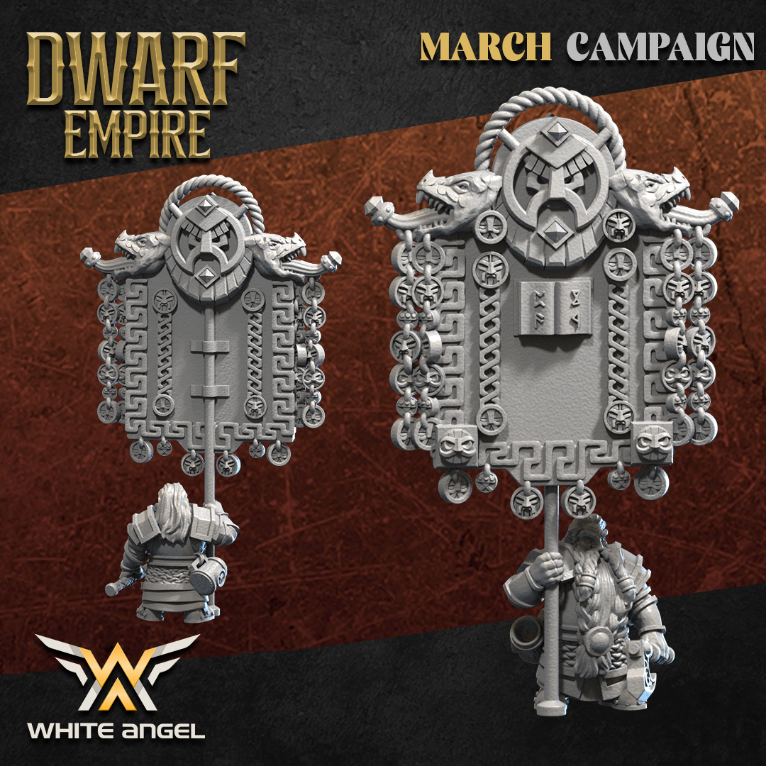 Dwarf Empire Standard Bearer | White Angel 28/32mm Fantasy Wargaming Miniatures