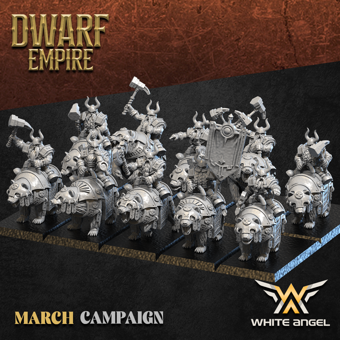 Dwarf Empire Bear Riders | White Angel 28/32mm Fantasy Wargaming Miniatures Role Playing Miniatures