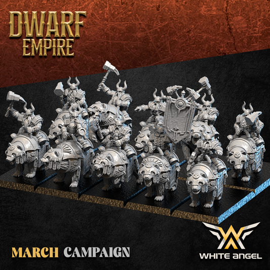 Dwarf Empire Bear Riders | White Angel 28/32mm Fantasy Wargaming Miniatures Role Playing Miniatures