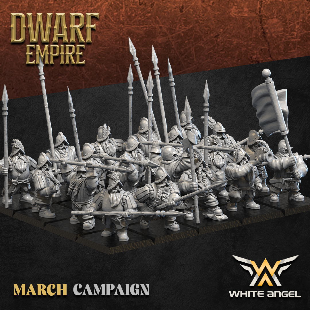 Dwarf Empire Pikemen | White Angel 28/32mm Fantasy Wargaming Miniatures