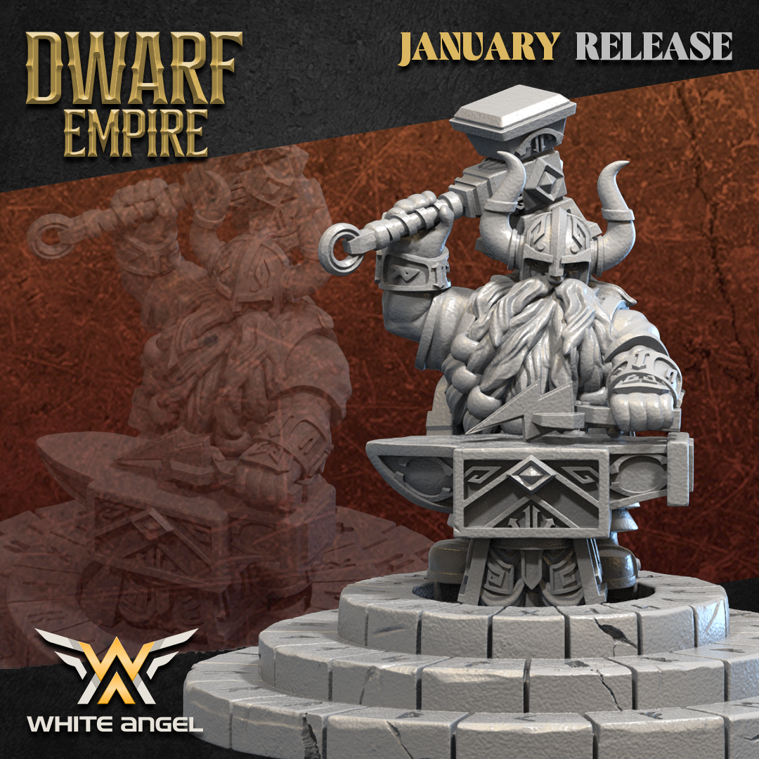 Dwarf Empire Legendary Blacksmith | White Angel 28/32mm Fantasy Wargaming Miniatures