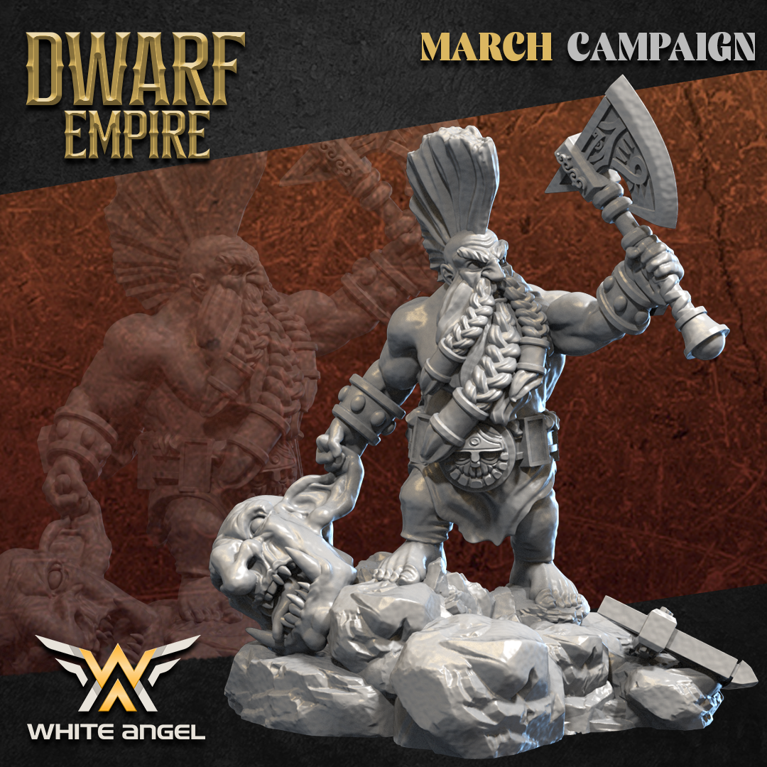 Dwarf Empire Troll Killer | White Angel 28/32mm Fantasy Wargaming Miniatures