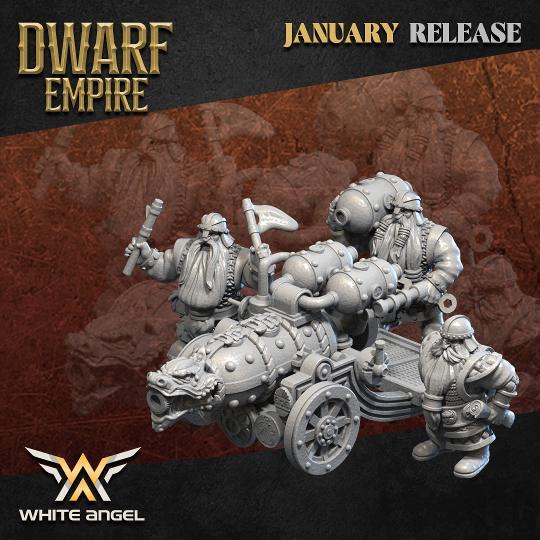 Dwarf Empire Flame Cannon | White Angel 28/32mm Fantasy Wargaming Miniatures