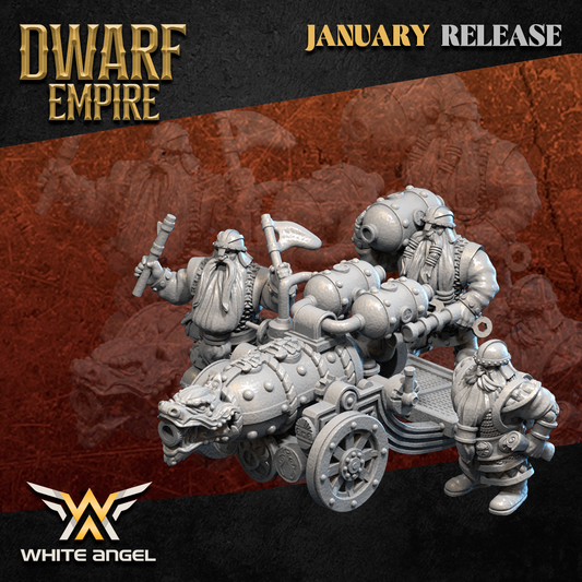 Dwarf Empire Flame Cannon | White Angel 28/32mm Fantasy Wargaming Miniatures