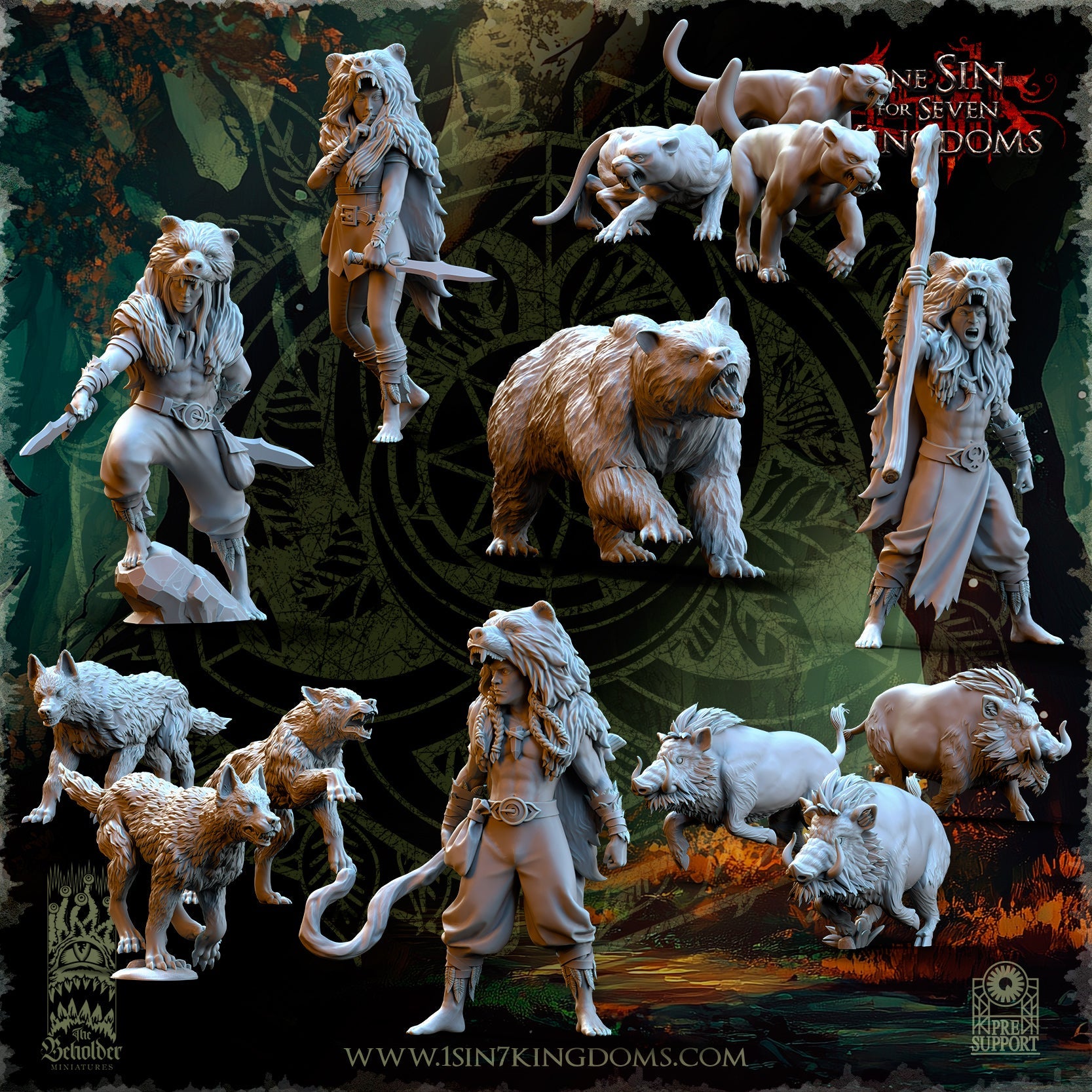 Evergreen Elves Beastmasters | The Beholder Miniatures 28/32mm Fantasy Wargaming Miniatures (Copy)