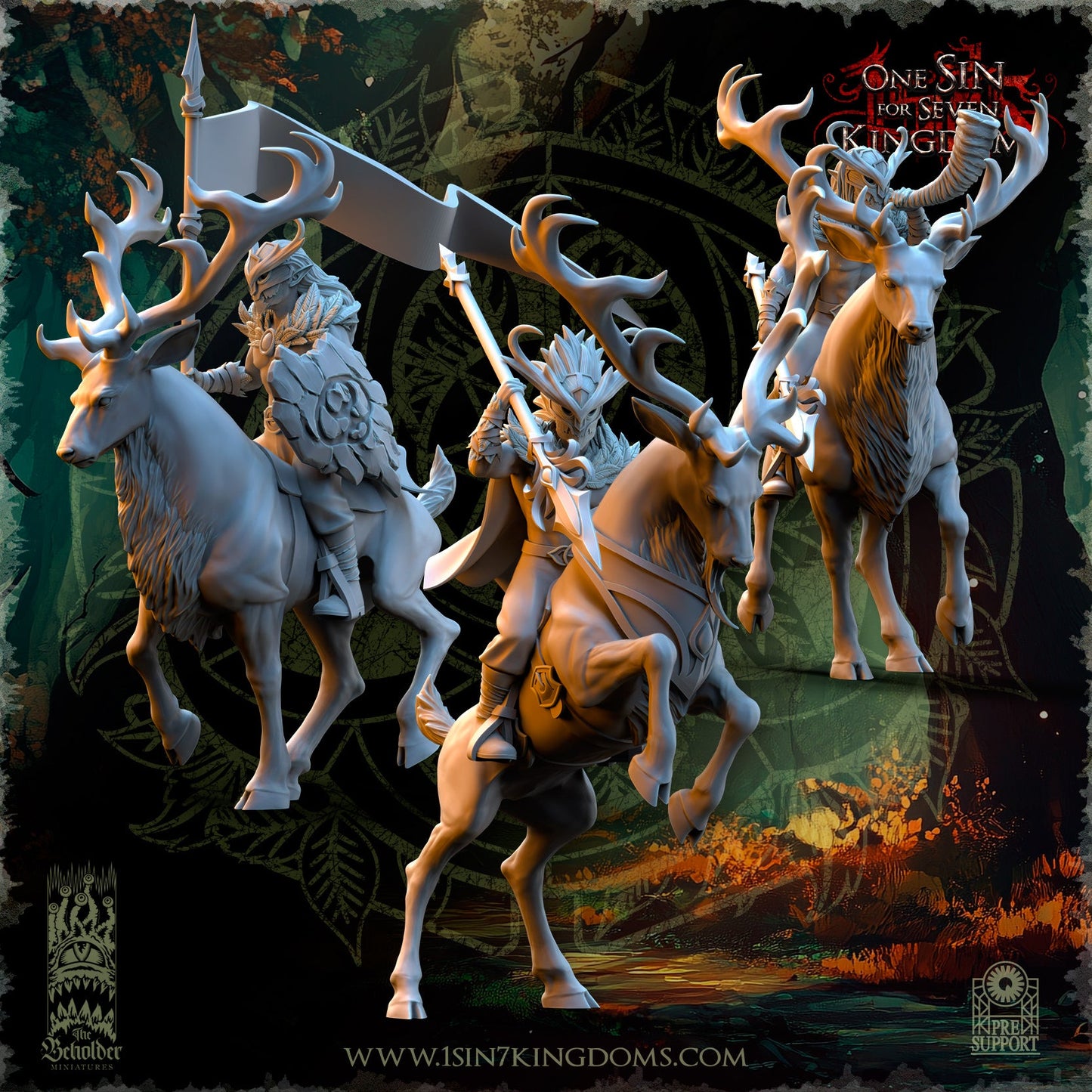 Evergreen Elves Deepwood Riders | The Beholder Miniatures 28/32mm Fantasy Wargaming Miniatures