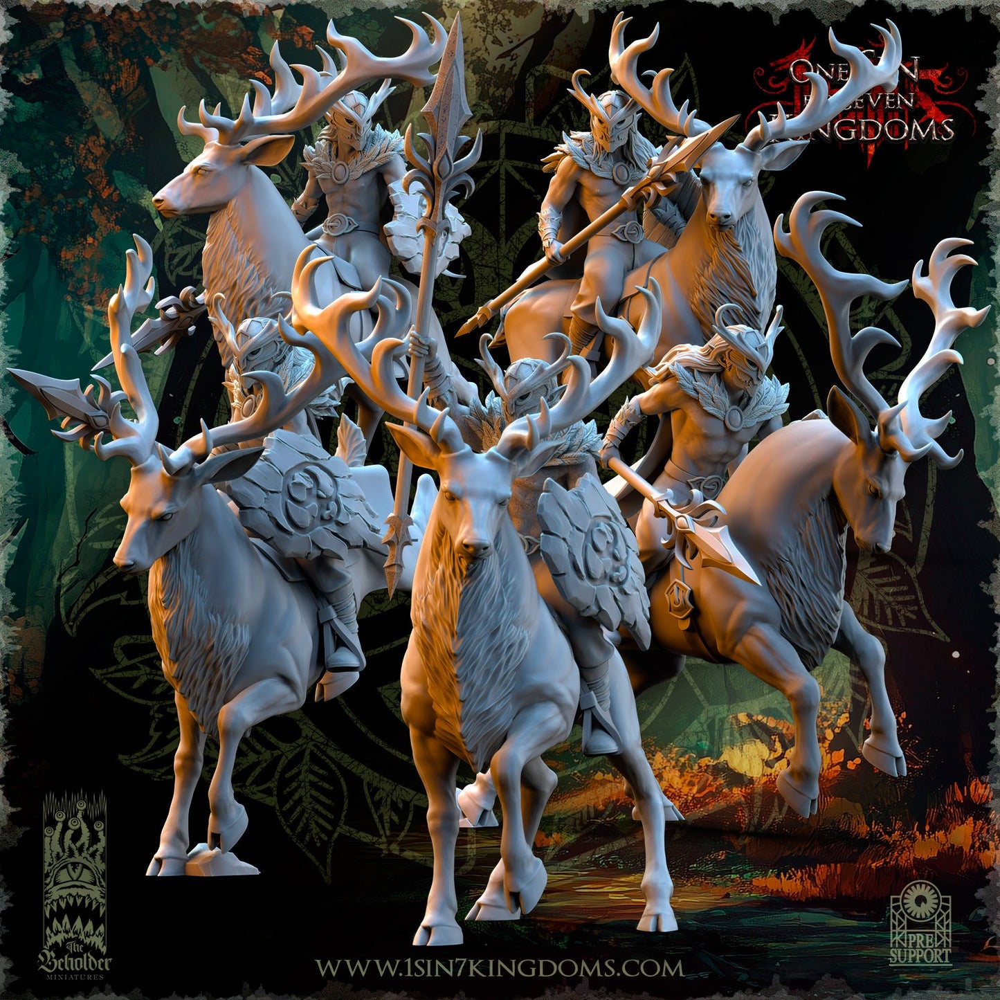 Evergreen Elves Deepwood Riders | The Beholder Miniatures 28/32mm Fantasy Wargaming Miniatures
