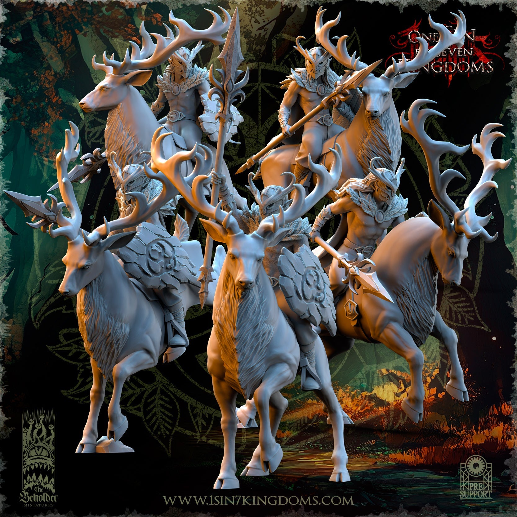 Evergreen Elves Deepwood Riders | The Beholder Miniatures 28/32mm Fantasy Wargaming Miniatures