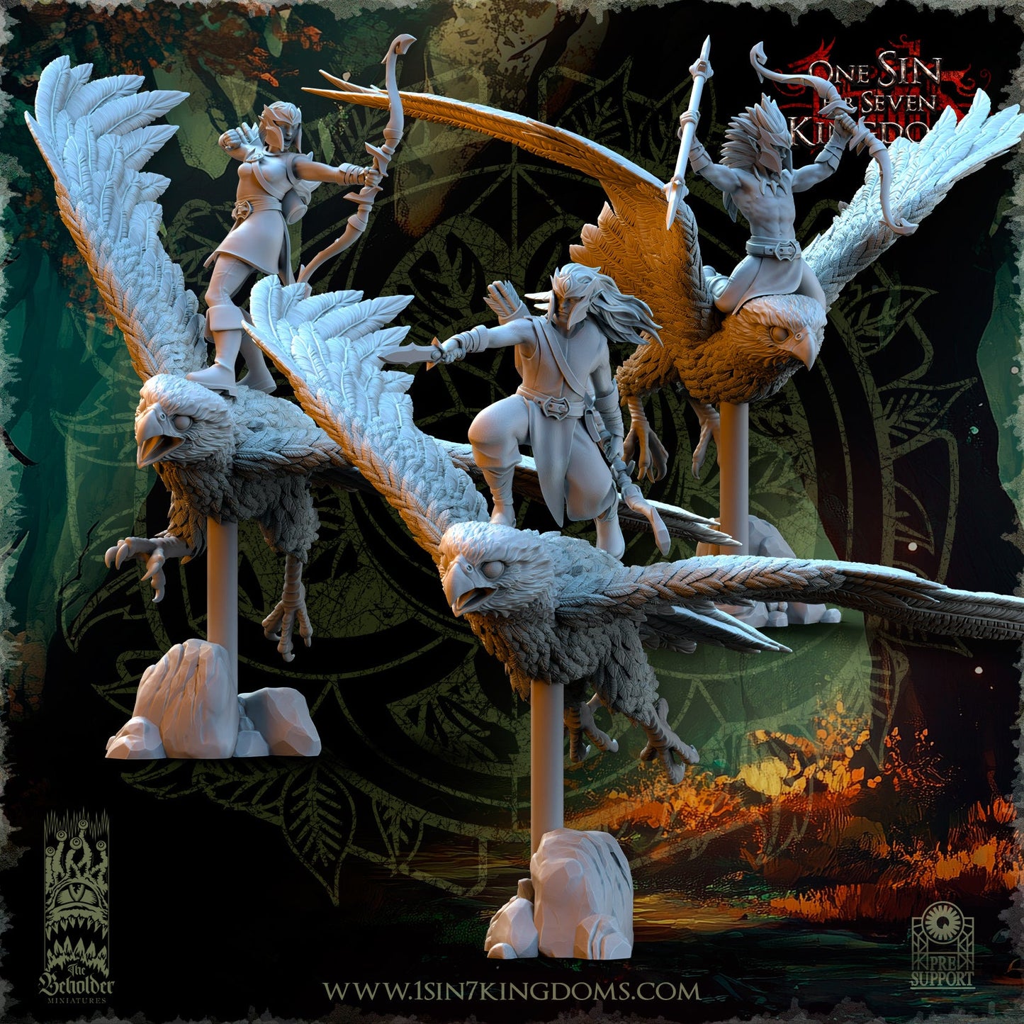 Evergreen Elves Hawk Hunters | The Beholder Miniatures 28/32mm Fantasy Wargaming Miniatures