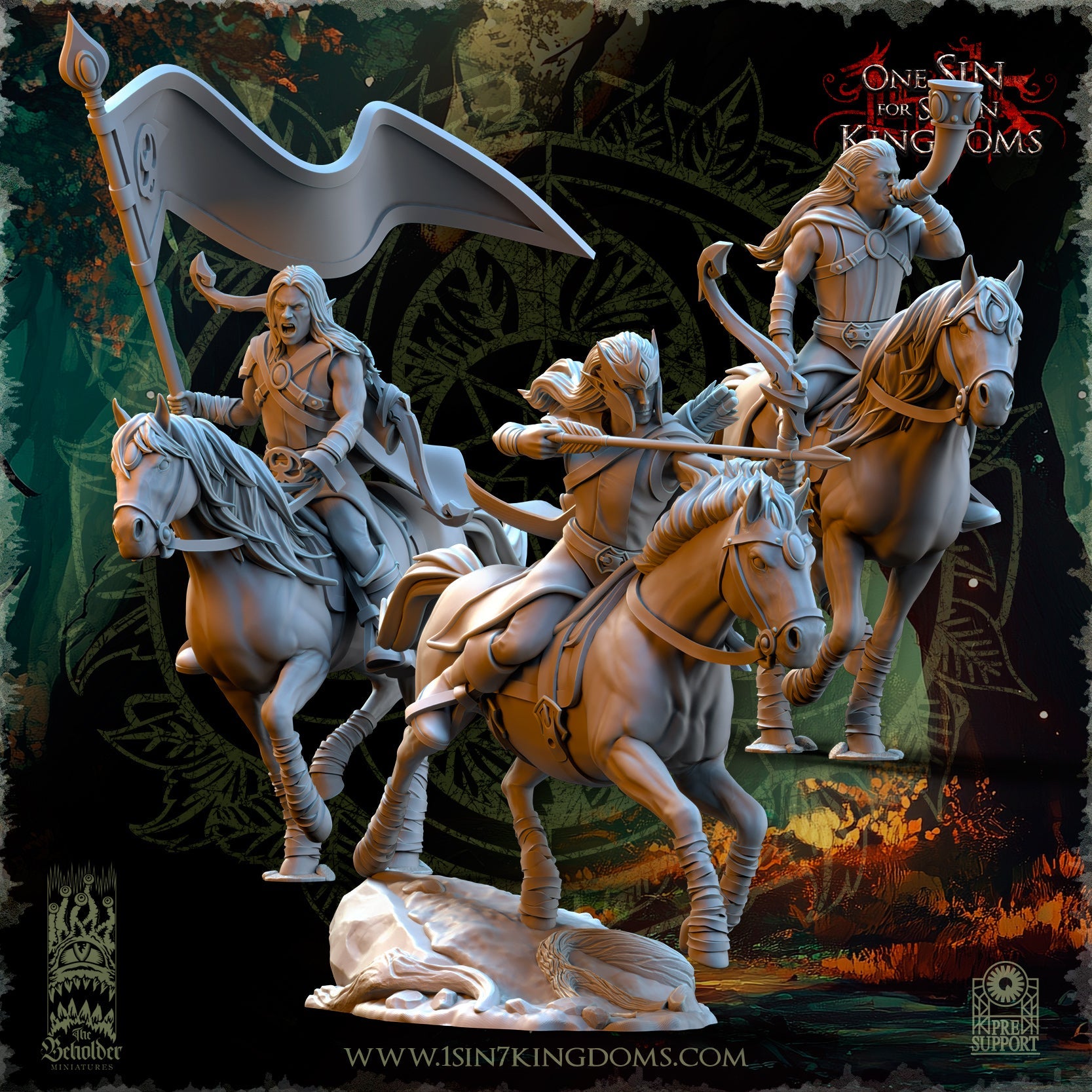 Evergreen Elves Meadow Riders | The Beholder Miniatures 28/32mm Fantasy Wargaming Miniatures