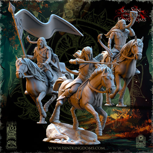 Evergreen Elves Meadow Riders | The Beholder Miniatures 28/32mm Fantasy Wargaming Miniatures