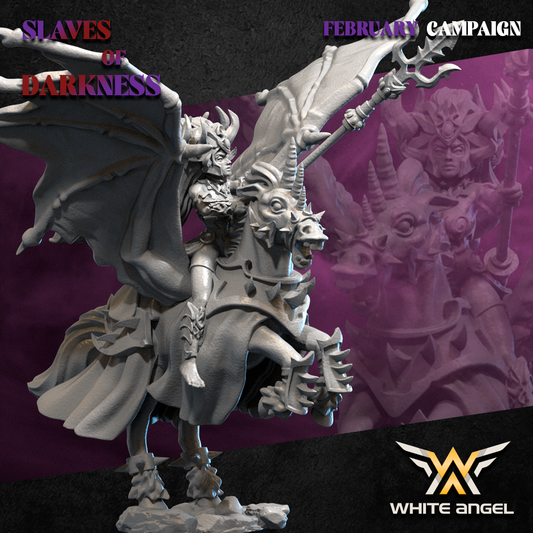 Dark Elf Dark Mother on Pegasus | White Angel 28/32mm Fantasy Wargaming Miniatures