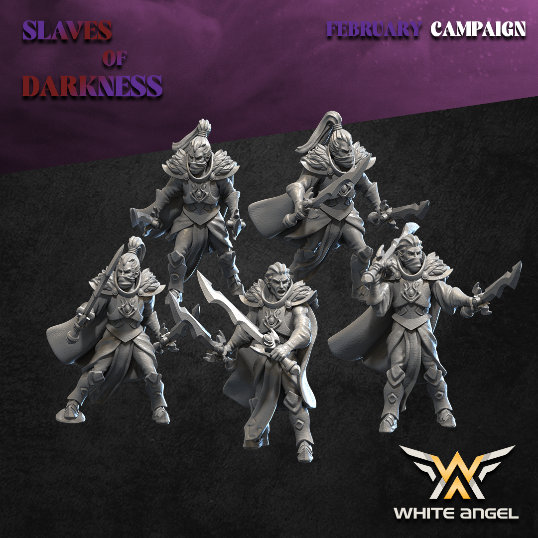 Dark Elf Shadow Warriors Dual Weapons | White Angel 28/32mm Fantasy Wargaming Miniatures