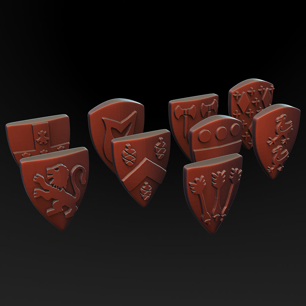 Medieval Shields Pack - English Knights | 3DBreed 15mm Wargaming Miniatures