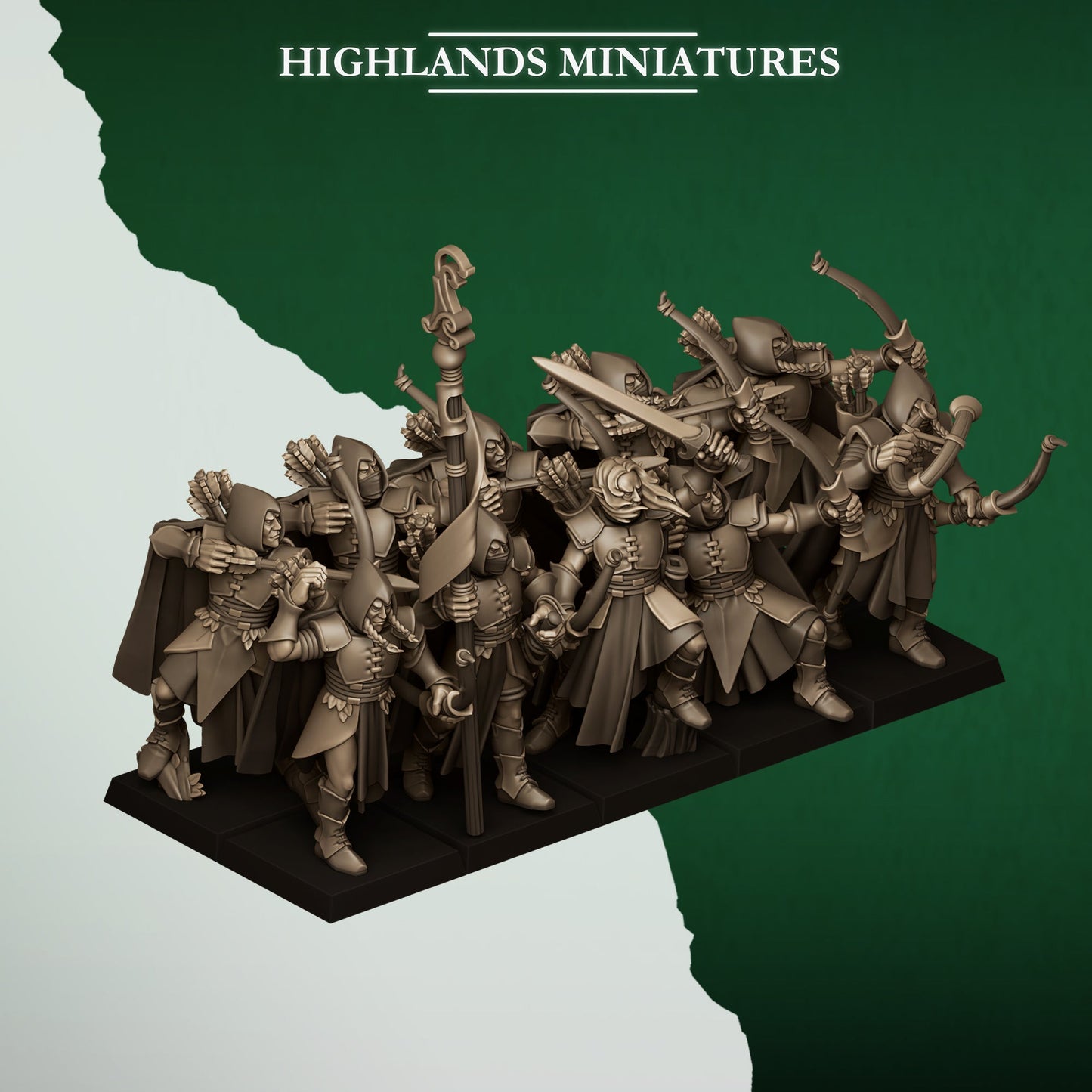 Feral Elves Archers | Highlands Miniatures 28/32mm Fantasy Wargaming Miniatures Role Playing Miniatures
