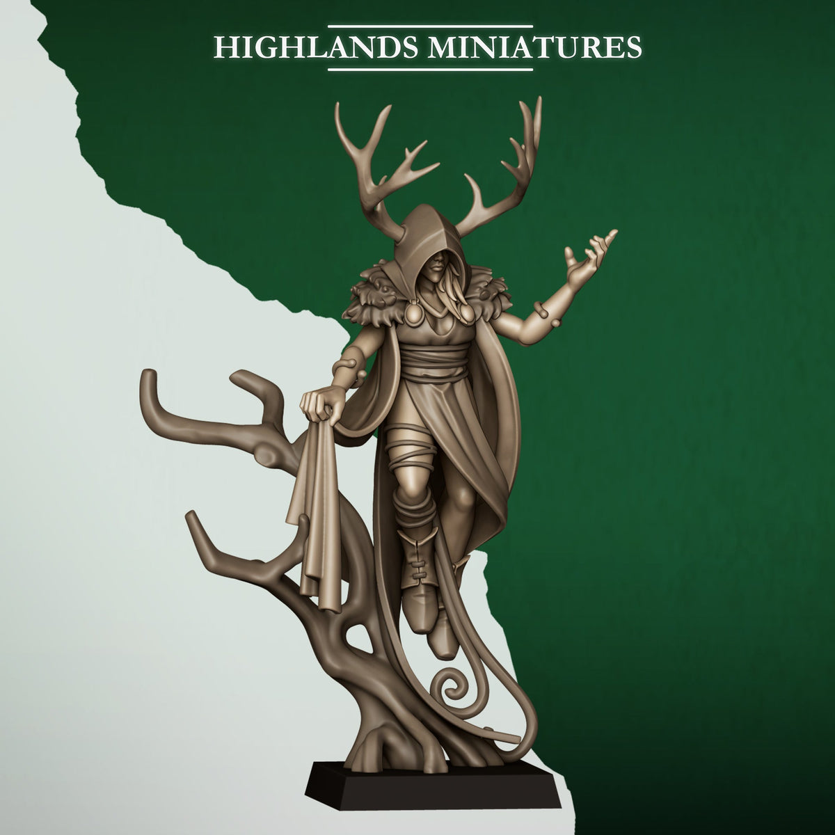 Feral Elves Druid | Highlands Miniatures 28/32mm Fantasy Wargaming Miniatures Role Playing Miniatures