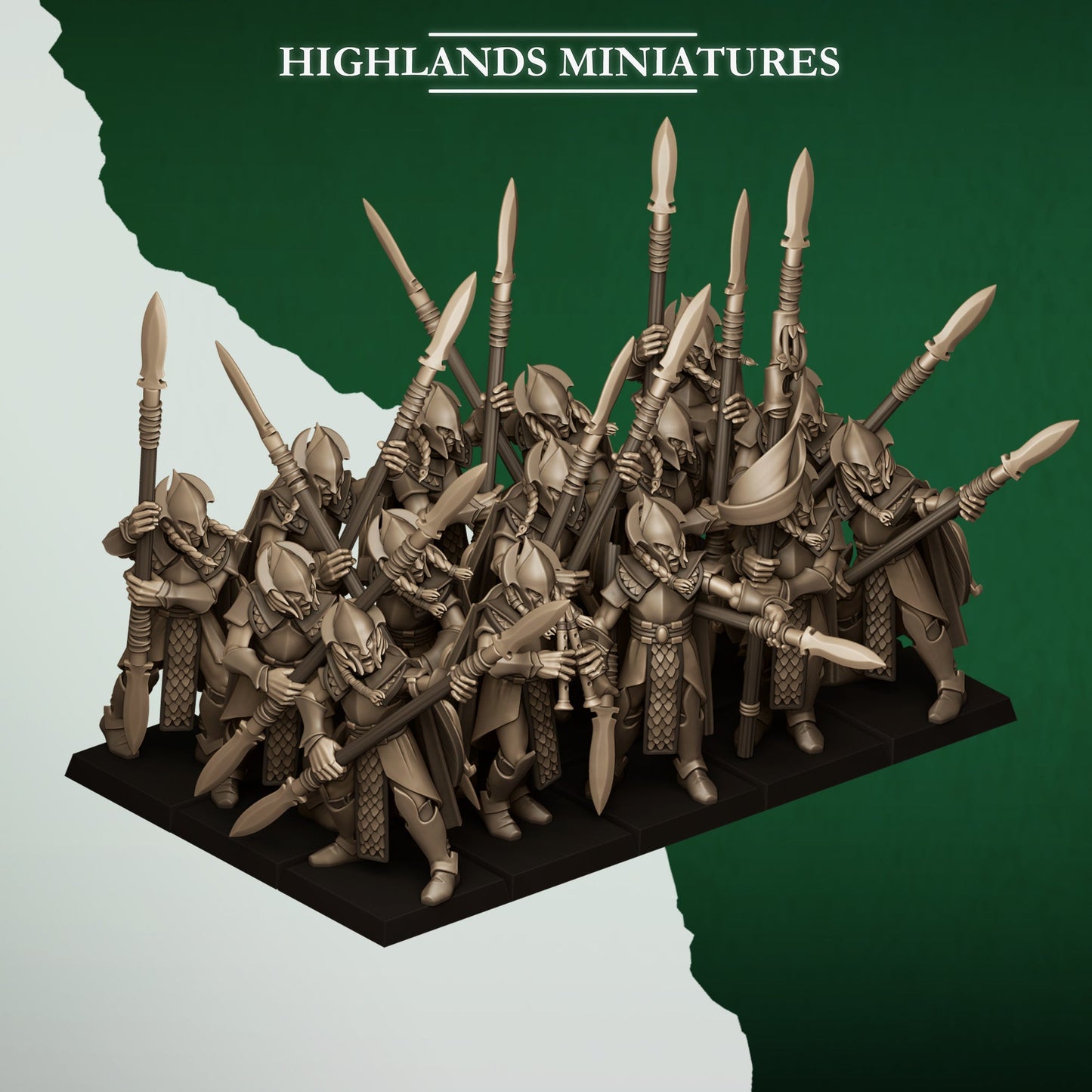 Feral Elves Spearmen | Highlands Miniatures 28/32mm Fantasy Wargaming Miniatures Role Playing Miniatures
