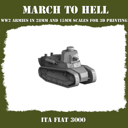 WW2 ITALIAN ARMY (BERSAGLIERI) FIAT 3000 | 3DBreed 15mm Wargaming Miniatures