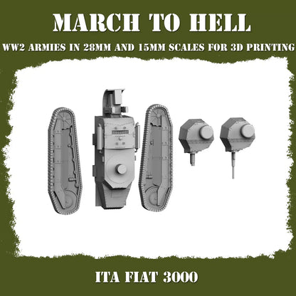 WW2 ITALIAN ARMY (BERSAGLIERI) FIAT 3000 | 3DBreed 15mm Wargaming Miniatures