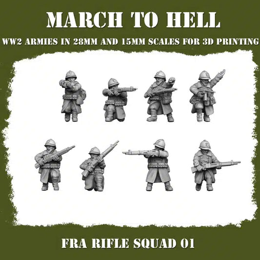WW2 FRENCH ARMY RIFLE SQUAD | 3DBreed 15mm Wargaming Miniatures