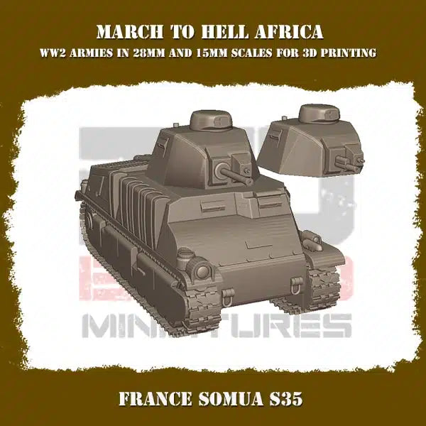 WW2 FRENCH FOREIGN LEGION SOMUA S35 | 3DBreed 15mm Wargaming Miniatures