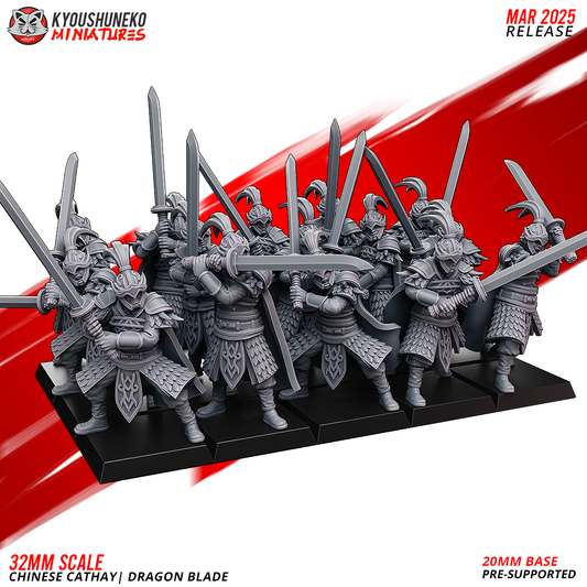 Cathay Dragon Blade Warriors | Kyoushuneko 28/32mm Fantasy Wargaming Miniatures Role Playing Miniatures
