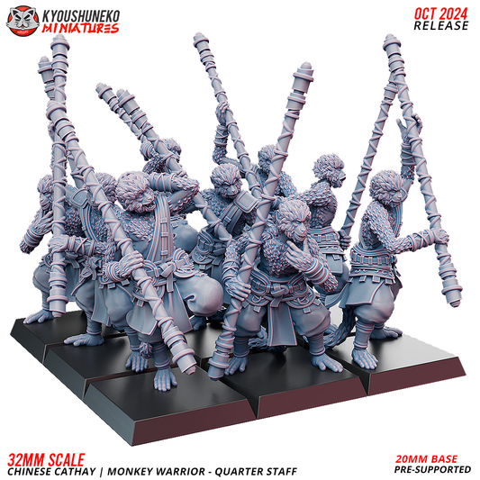 Cathay Monkey Warriors - Staff | Kyoushuneko 28/32mm Fantasy Wargaming Miniatures Role Playing Miniatures