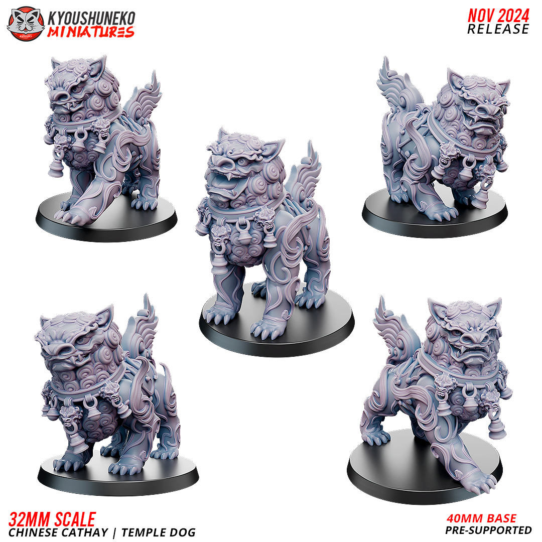 Cathay Temple Dogs | Kyoushuneko 28/32mm Fantasy Wargaming Miniatures Role Playing Miniatures