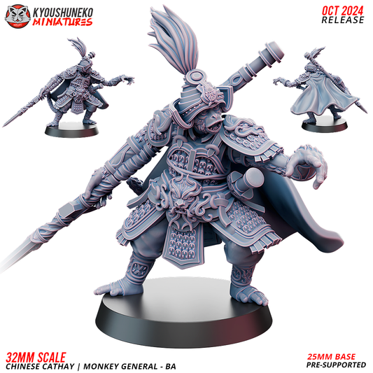 Cathay Monkey General - Ba | Kyoushuneko 28/32mm Fantasy Wargaming Miniatures Role Playing Miniatures