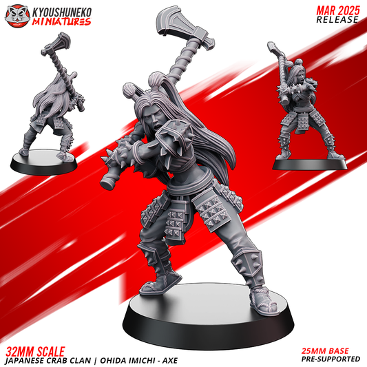 Crab Clan Ohida Imichi Axe | Kyoushuneko 28/32mm Fantasy Wargaming Miniatures Role Playing Miniatures