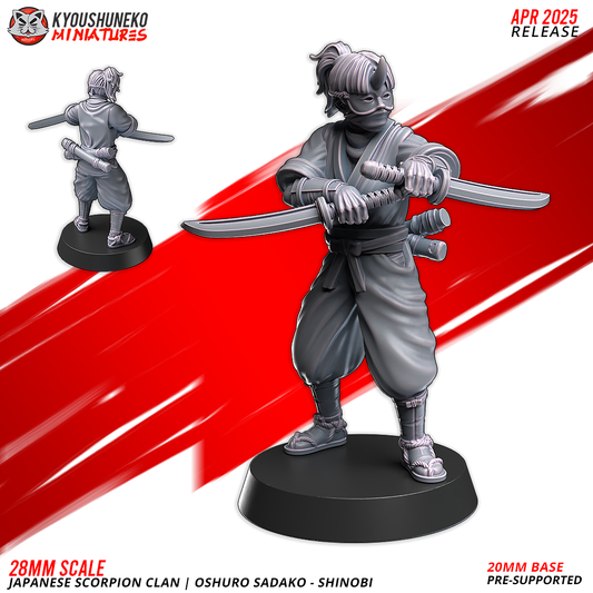 Scorpion Clan Oshuro Sadako | Kyoushuneko 28/32mm Fantasy Wargaming Miniatures Role Playing Miniatures