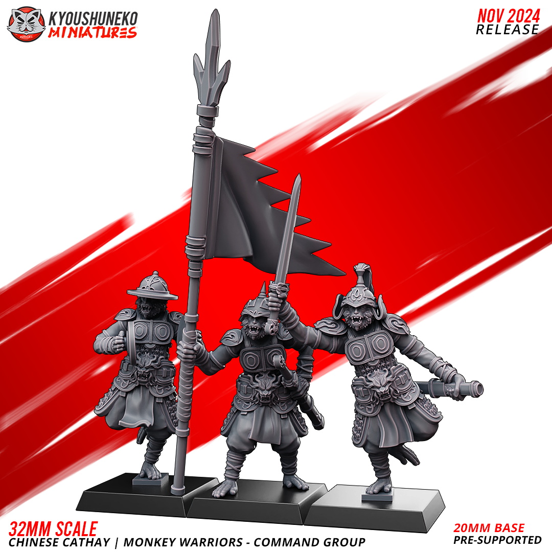 Cathay Monkey Warriors - Staff | Kyoushuneko 28/32mm Fantasy Wargaming Miniatures Role Playing Miniatures