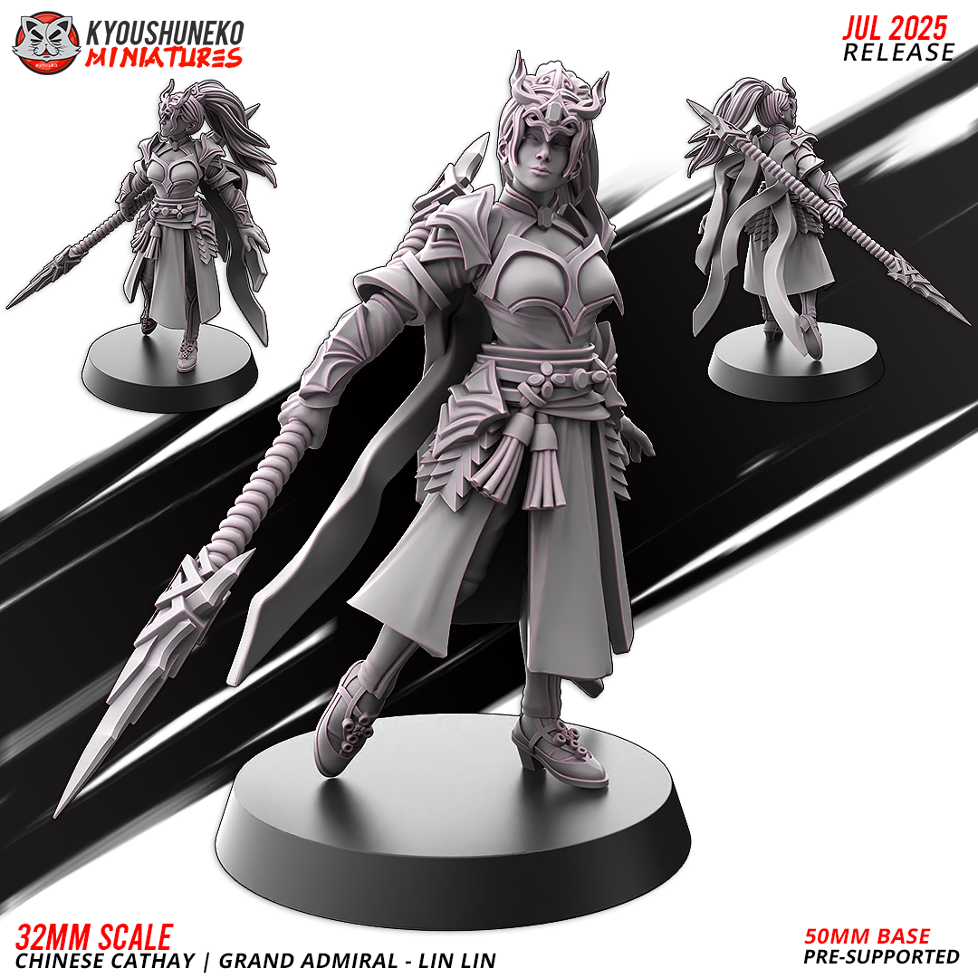 Cathay Grand Admiral Lin Lin | Kyoushuneko 28/32mm Fantasy Wargaming Miniatures Role Playing Miniatures