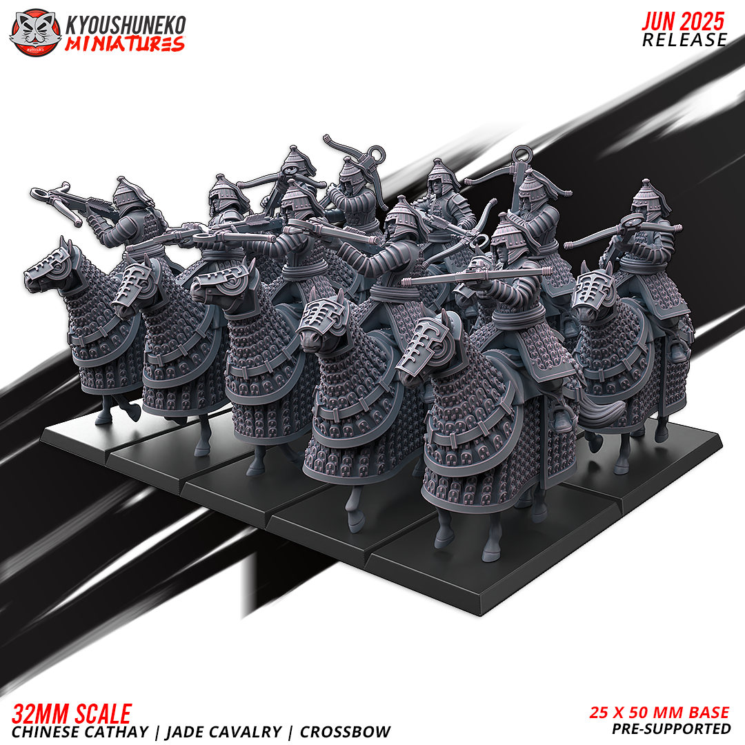 Cathay Jade Cavalry Crossbows | Kyoushuneko 28/32mm Fantasy Wargaming Miniatures Role Playing Miniatures